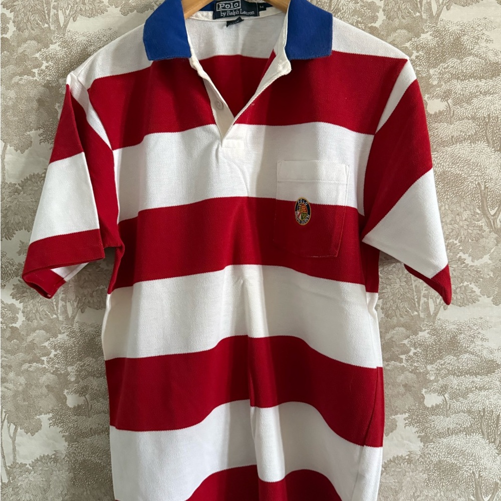 Vintage Ralph Lauren Spell Out Cookie Logo striped Polo, size M - Picture 5 of 9